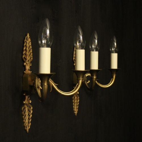 FRENCH PAIR OF EMPIRE ANTIQUE WALL LIGHTS - ADDITIONAL PHOTO 9