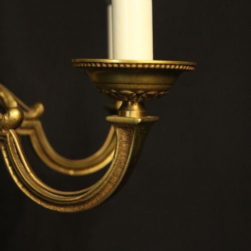FRENCH GILDED BRONZE 6 LIGHT CHANDELIER - ADDITIONAL PHOTO 2