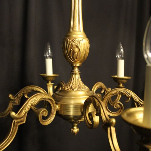 FRENCH GILDED BRONZE 6 LIGHT CHANDELIER - ADDITIONAL PHOTO 3