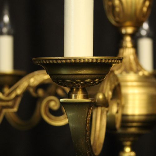 FRENCH GILDED BRONZE 6 LIGHT CHANDELIER - ADDITIONAL PHOTO 4