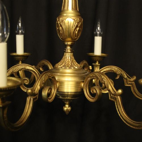 FRENCH GILDED BRONZE 6 LIGHT CHANDELIER - ADDITIONAL PHOTO 5
