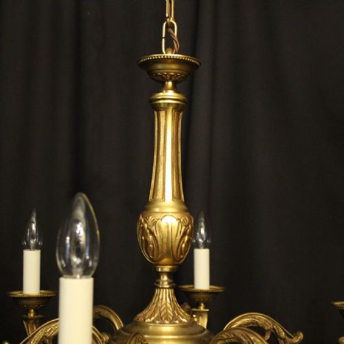 FRENCH GILDED BRONZE 6 LIGHT CHANDELIER - ADDITIONAL PHOTO 6