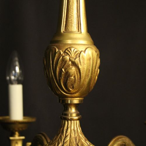 FRENCH GILDED BRONZE 6 LIGHT CHANDELIER - ADDITIONAL PHOTO 7