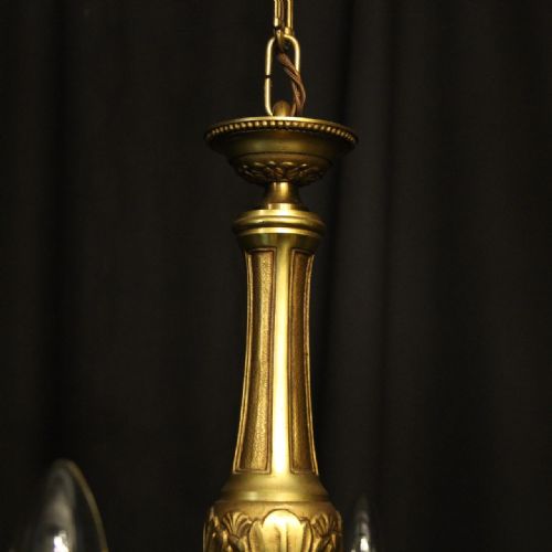 FRENCH GILDED BRONZE 6 LIGHT CHANDELIER - ADDITIONAL PHOTO 8