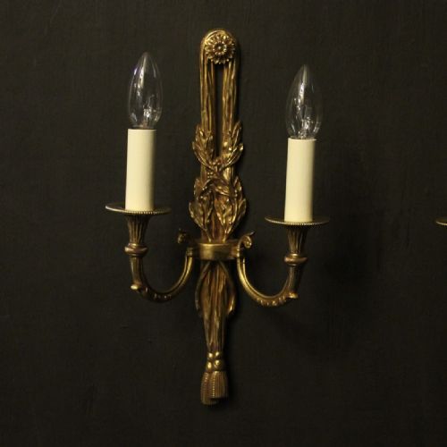 FRENCH SET OF 4 GILDED TWIN ARM WALL LIGHTS - ADDITIONAL PHOTO 1
