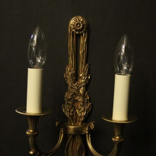 FRENCH SET OF 4 GILDED TWIN ARM WALL LIGHTS - ADDITIONAL PHOTO 2