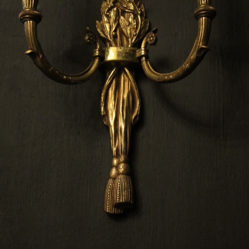 FRENCH SET OF 4 GILDED TWIN ARM WALL LIGHTS - ADDITIONAL PHOTO 3