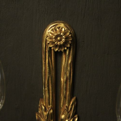 FRENCH SET OF 4 GILDED TWIN ARM WALL LIGHTS - ADDITIONAL PHOTO 5