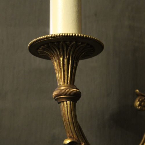 FRENCH SET OF 4 GILDED TWIN ARM WALL LIGHTS - ADDITIONAL PHOTO 7