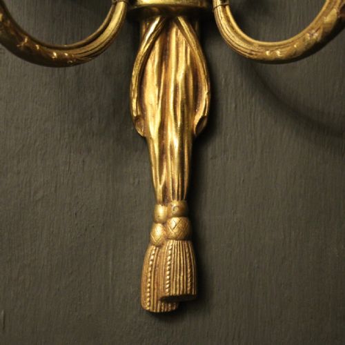 FRENCH SET OF 4 GILDED TWIN ARM WALL LIGHTS - ADDITIONAL PHOTO 8