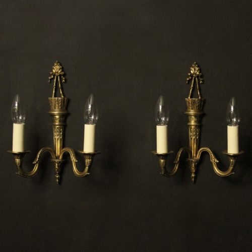 french gilded twin arm antique wall lights - CATEGORY: ANTIQUE LIGHTING - DATED 1920