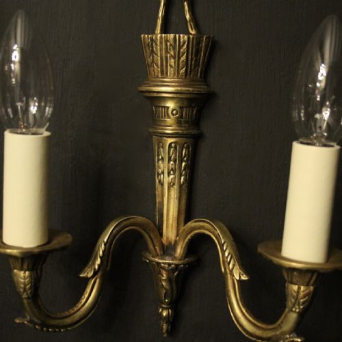 FRENCH GILDED TWIN ARM ANTIQUE WALL LIGHTS - ADDITIONAL PHOTO 1