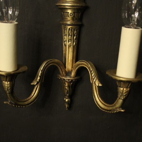 FRENCH GILDED TWIN ARM ANTIQUE WALL LIGHTS - ADDITIONAL PHOTO 3