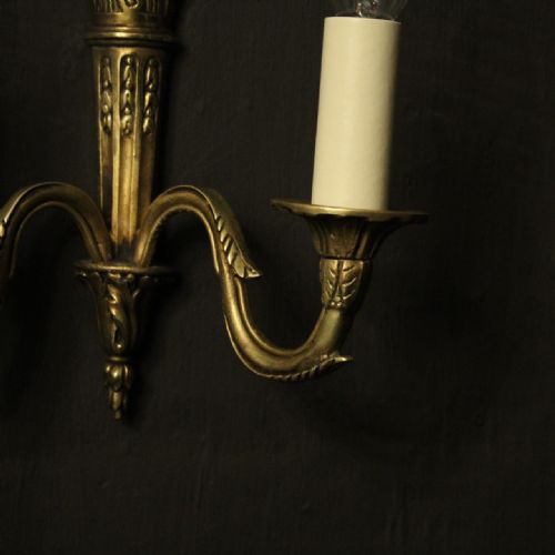 FRENCH GILDED TWIN ARM ANTIQUE WALL LIGHTS - ADDITIONAL PHOTO 5