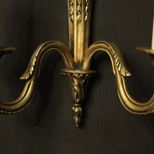 FRENCH GILDED TWIN ARM ANTIQUE WALL LIGHTS - ADDITIONAL PHOTO 6