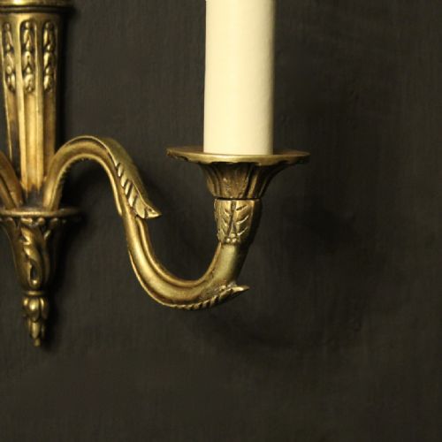 FRENCH GILDED TWIN ARM ANTIQUE WALL LIGHTS - ADDITIONAL PHOTO 7