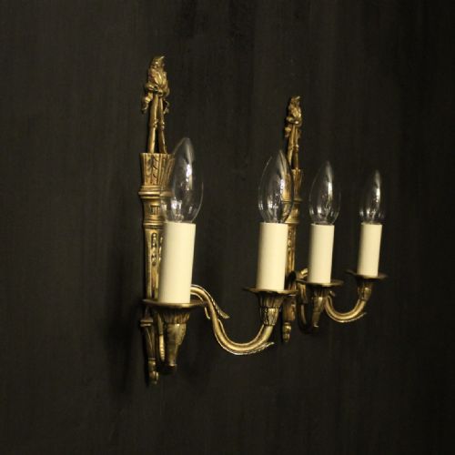 FRENCH GILDED TWIN ARM ANTIQUE WALL LIGHTS - ADDITIONAL PHOTO 8