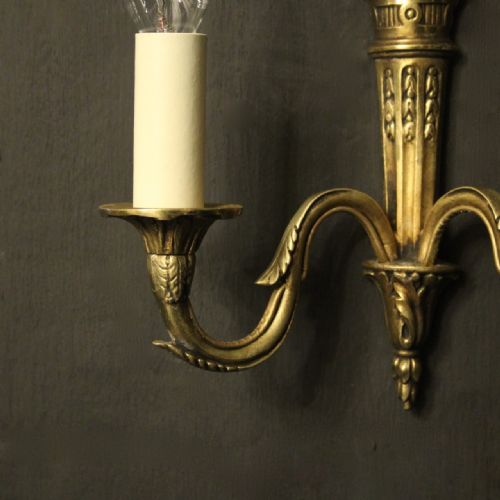 FRENCH GILDED TWIN ARM ANTIQUE WALL LIGHTS - ADDITIONAL PHOTO 9