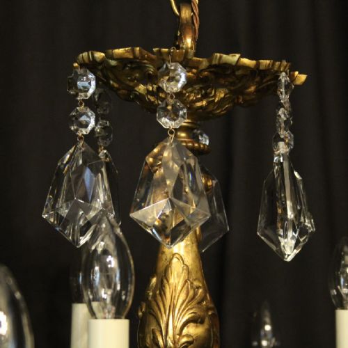 ITALIAN GILDED BRONZE CRYSTAL 15 LIGHT ANTIQUE CHANDELIER - ADDITIONAL PHOTO 5