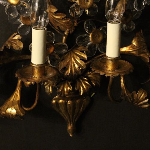 ITALIAN FLORENTINE PAIR OF GILDED 6 ARM WALL LIGHTS - ADDITIONAL PHOTO 2