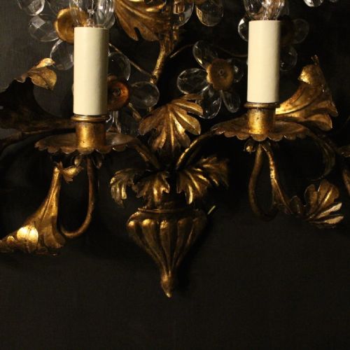 ITALIAN FLORENTINE PAIR OF GILDED 6 ARM WALL LIGHTS - ADDITIONAL PHOTO 4
