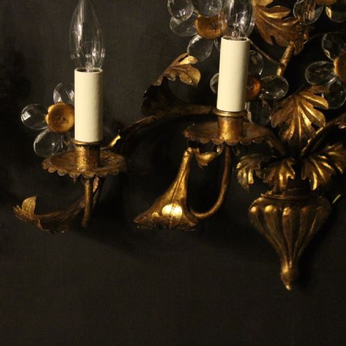ITALIAN FLORENTINE PAIR OF GILDED 6 ARM WALL LIGHTS - ADDITIONAL PHOTO 5
