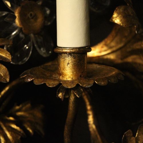 ITALIAN FLORENTINE PAIR OF GILDED 6 ARM WALL LIGHTS - ADDITIONAL PHOTO 6