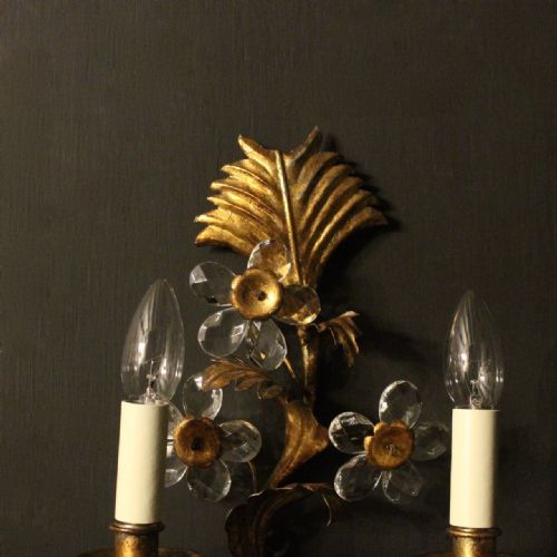 ITALIAN FLORENTINE PAIR OF GILDED 6 ARM WALL LIGHTS - ADDITIONAL PHOTO 8