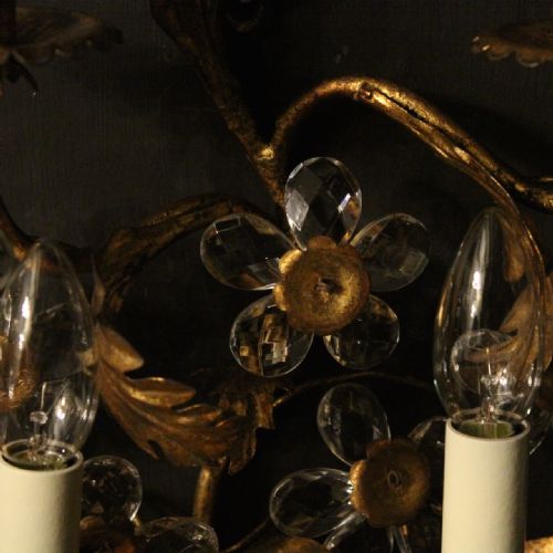 ITALIAN FLORENTINE PAIR OF GILDED 6 ARM WALL LIGHTS - ADDITIONAL PHOTO 9