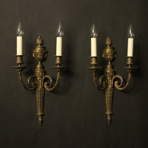 french pair of bronze antique wall sconces - CATEGORY: ANTIQUE LIGHTING - DATED 19TH CENTURY