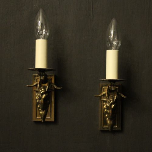 french ram headed antique single arm wall lights - CATEGORY: ANTIQUE LIGHTING - DATED 1920