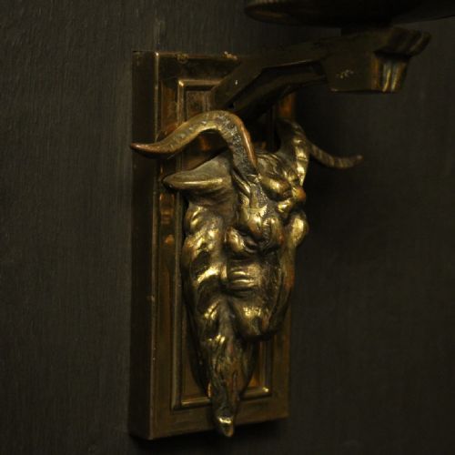 FRENCH RAM HEADED ANTIQUE SINGLE ARM WALL LIGHTS - ADDITIONAL PHOTO 5