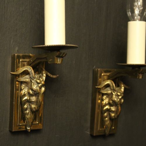FRENCH RAM HEADED ANTIQUE SINGLE ARM WALL LIGHTS - ADDITIONAL PHOTO 6