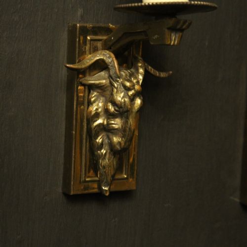FRENCH RAM HEADED ANTIQUE SINGLE ARM WALL LIGHTS - ADDITIONAL PHOTO 7