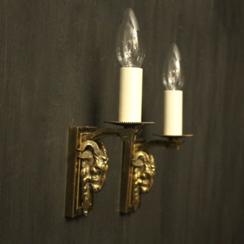 FRENCH RAM HEADED ANTIQUE SINGLE ARM WALL LIGHTS - ADDITIONAL PHOTO 8