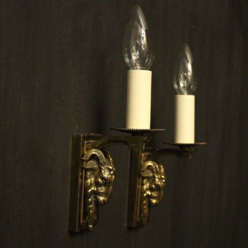 FRENCH RAM HEADED ANTIQUE SINGLE ARM WALL LIGHTS - ADDITIONAL PHOTO 9