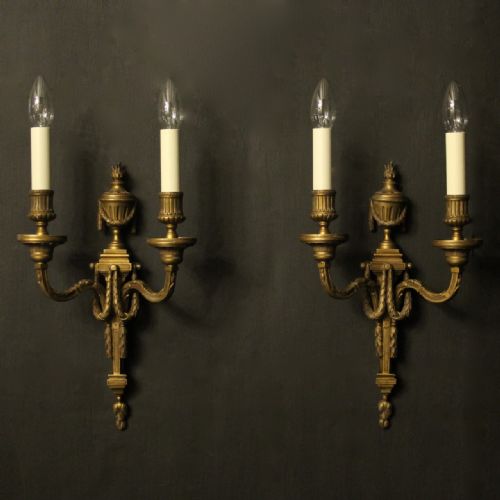 french pair of bronze antique wall sconces - CATEGORY: ANTIQUE LIGHTING - DATED 19TH CENTURY