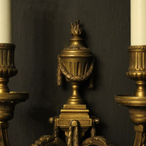 FRENCH PAIR OF BRONZE ANTIQUE WALL SCONCES - ADDITIONAL PHOTO 4