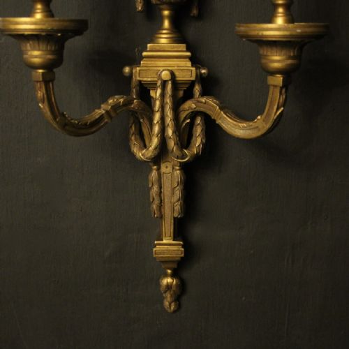 FRENCH PAIR OF BRONZE ANTIQUE WALL SCONCES - ADDITIONAL PHOTO 6