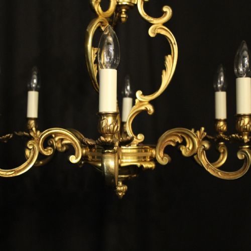 FRENCH GILDED BRONZE 6 LIGHT ANTIQUE CHANDELIER - ADDITIONAL PHOTO 1