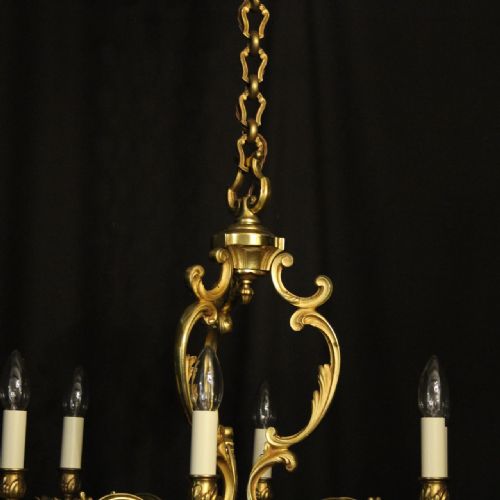 FRENCH GILDED BRONZE 6 LIGHT ANTIQUE CHANDELIER - ADDITIONAL PHOTO 2