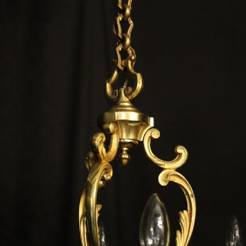 FRENCH GILDED BRONZE 6 LIGHT ANTIQUE CHANDELIER - ADDITIONAL PHOTO 4