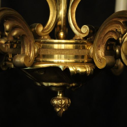 FRENCH GILDED BRONZE 6 LIGHT ANTIQUE CHANDELIER - ADDITIONAL PHOTO 7