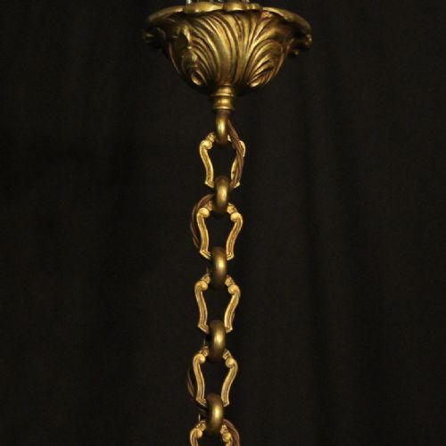 FRENCH GILDED BRONZE 6 LIGHT ANTIQUE CHANDELIER - ADDITIONAL PHOTO 9
