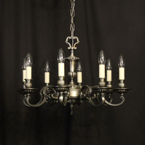 french silver plated 8 light chandelier - CATEGORY: ANTIQUE LIGHTING - DATED 1930