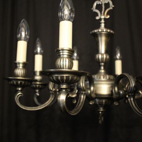 FRENCH SILVER PLATED 8 LIGHT CHANDELIER - ADDITIONAL PHOTO 1