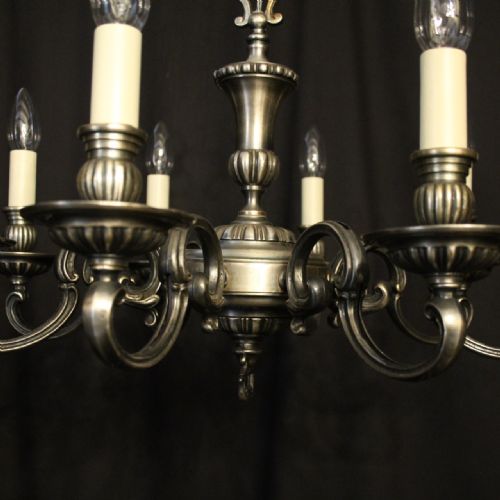 FRENCH SILVER PLATED 8 LIGHT CHANDELIER - ADDITIONAL PHOTO 4