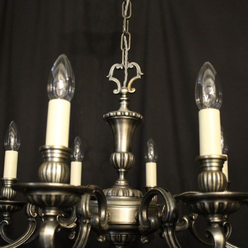 FRENCH SILVER PLATED 8 LIGHT CHANDELIER - ADDITIONAL PHOTO 6
