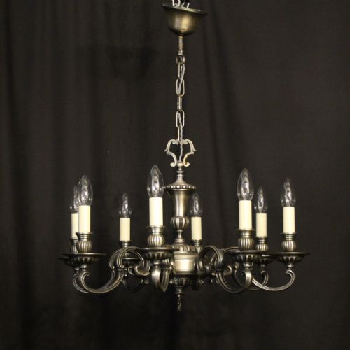 FRENCH SILVER PLATED 8 LIGHT CHANDELIER - ADDITIONAL PHOTO 8