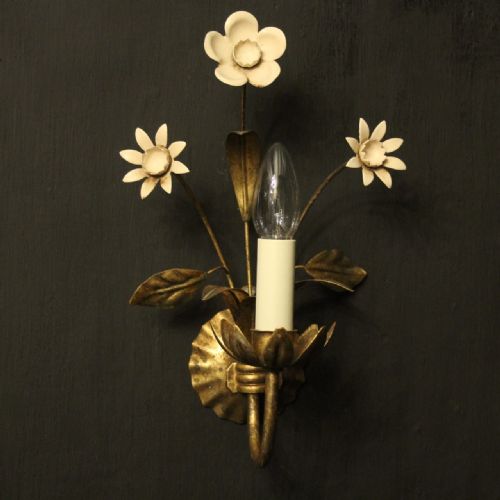 FRENCH FLORAL PAIR OF SINGLE ARM WALL LIGHTS - ADDITIONAL PHOTO 3